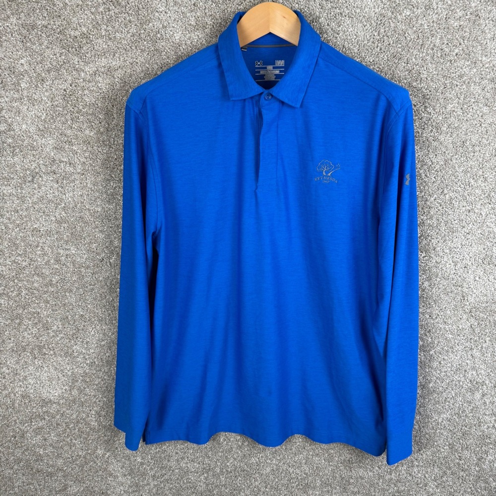 Under Armour Men's Long Sleeve Golf Polo Shirt Bethesda 1947 Blue Large - Picture 5 of 8